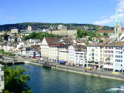 photo of aerial view of Niederdorf and the Limmat in Zurich, Switzerland.