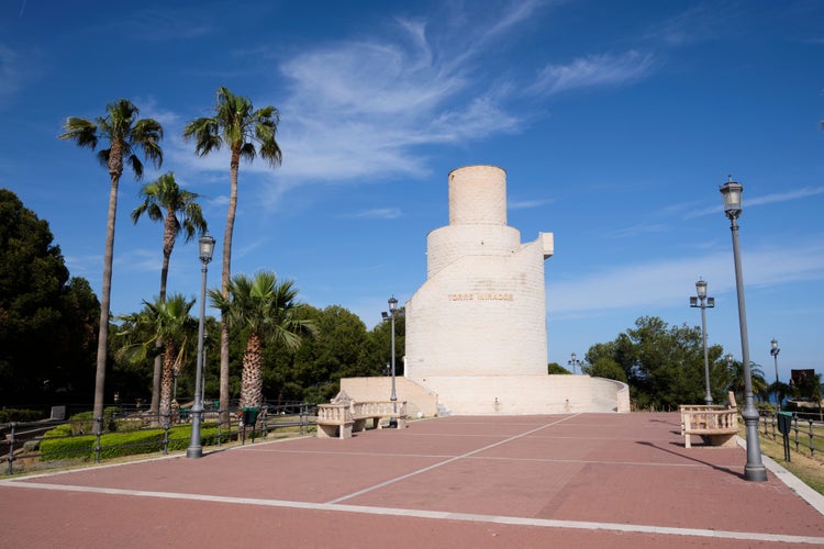 View of Torre Mirador in the Battery Park. Torremolinos, Spain