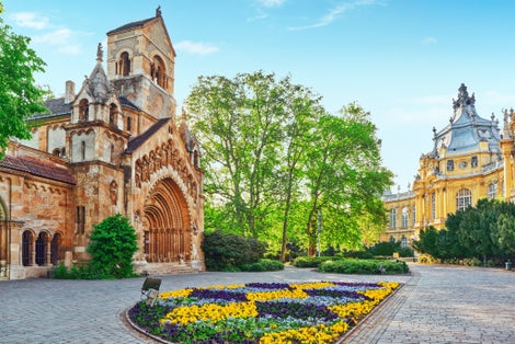 Photo of Vajdahunyad Castle (Hungarian-Vajdahunyad vara) is a castle in the City Park of Budapest, Hungary.