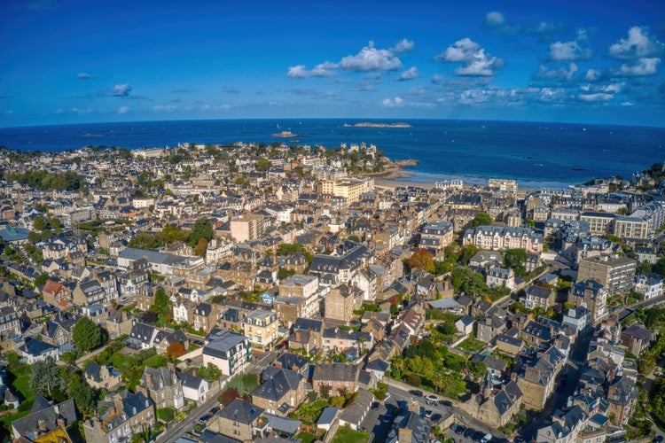 Aerial View of the Vacation Town of Dinard, France.