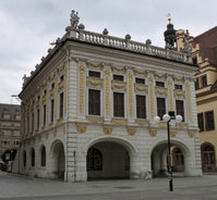 Photo of aerial view of the new town hall and the Johannapark at Leipzig, Germany.