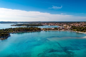 Photo of aerial view of the town of Fazana, Croatia.