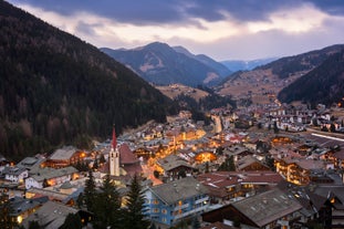 photo of panoramic view of Val Gardena in Italy.