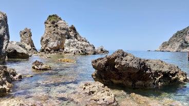 Photo of panoramic aerial view of Palaiokastritsa, Corfu, Greece.