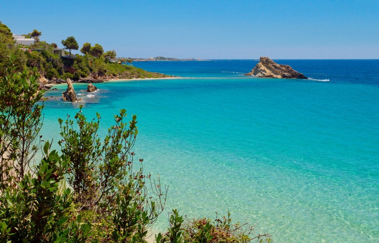 Photo of beautiful beach at Argostoli of Kefalonia island in Greece.