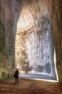 Syracuse Sicily - The Ear of Dionysus inside the latomia of Paradise, seen from inside.