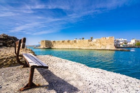 Photo of aerial view of the Kales Venetian fortress at the entrance to the harbor, Ierapetra, Crete, Greece.