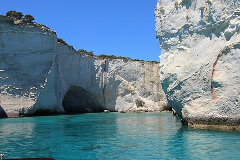 photo of view of Kleftiko, Milos island, Cyclades, Greece.