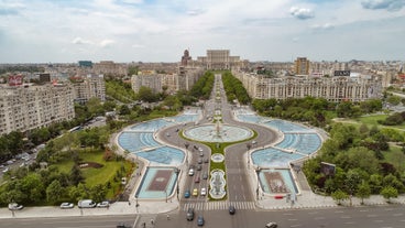 Photo of aerial view of the old Timisoara city center, Romania.