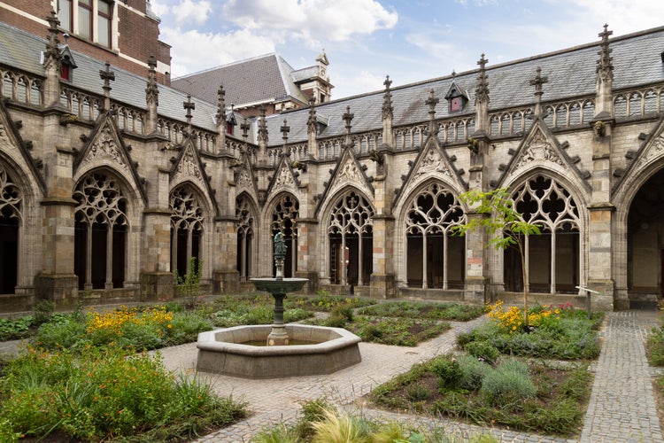 photo of view of Pandhof in the historic medieval city of Utrecht in the Netherlands.