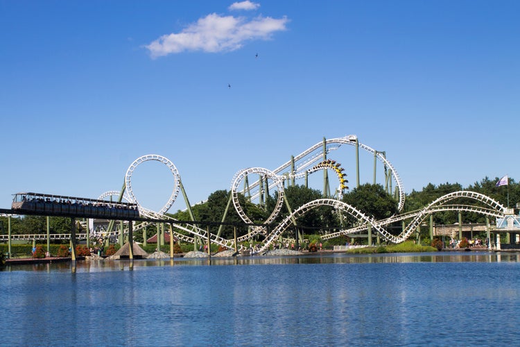 Roller coasters in theme park, Heide park in Soltau, Germany.