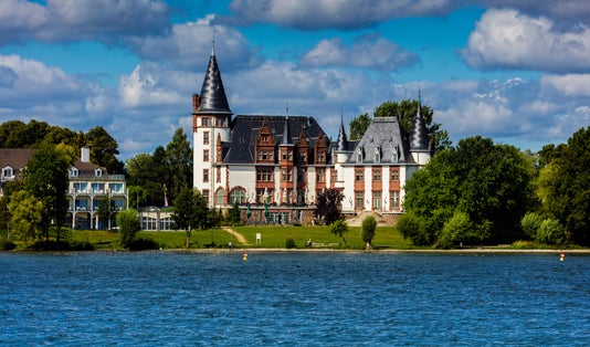 Photo of historic beautiful old mansion in Waren on the Muritz, Mecklenburg-Western Pomerania, Germany.
