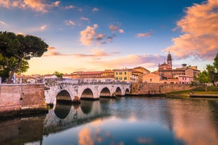 Photo of aerial view of Rimini city, Italy.