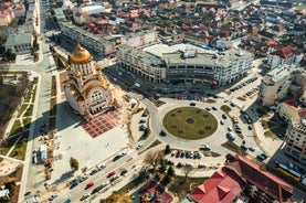 Photo of aerial view of the Citadel of Fagaras, in Brasov county, Romania. 