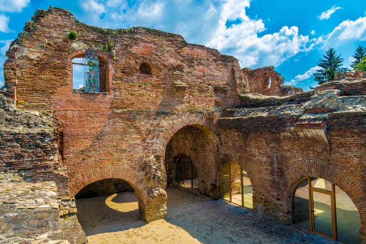 Ruins of medieval old fortress (castle) and royal court in Targoviste landmark, Romania