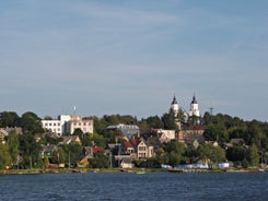 Panorama of Kaunas from Aleksotas hill, Lithuania.