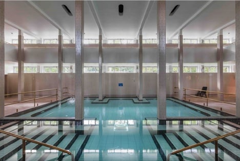 photo of view of Palatinus Strand Baths, Budapest, Hungary.