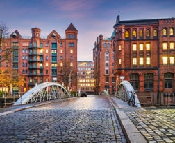 Photo of the cityscape of Wismar in Germany.