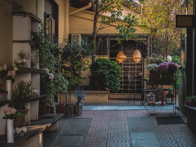 Photo of flowered hall in Legnano, Italy.