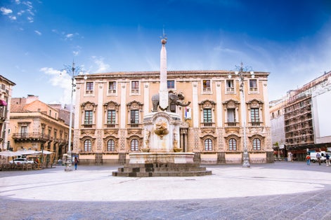 photo of Elephant fountain and Cathedral Square, Catania, Sicily, Italy .