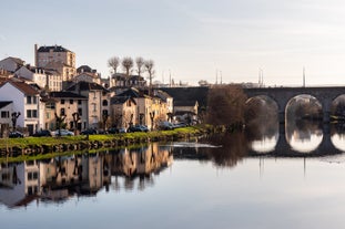 Photo of Bordeaux aerial panoramic view. Bordeaux is a port city on the Garonne river in Southwestern France.