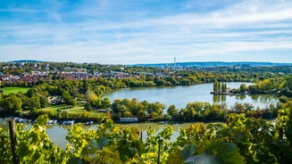 Photo of aerial panoramic view of Hohes Schloss Fussen or Gothic High Castle of the Bishops and St. Mang Abbey monastery in Fussen, Germany.