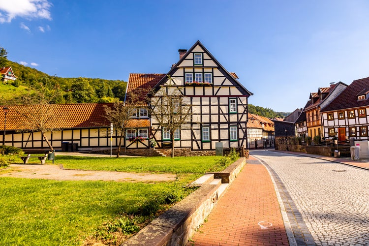 Exploring the southern Harz region in the beautiful half-timbered town of Stolberg - Saxony-Anhalt - Germany