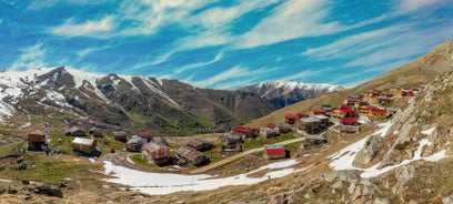 Photo of aerial view to the Uzungol lake famous tourist destination in summer in city of Trabzon ,Turkey.