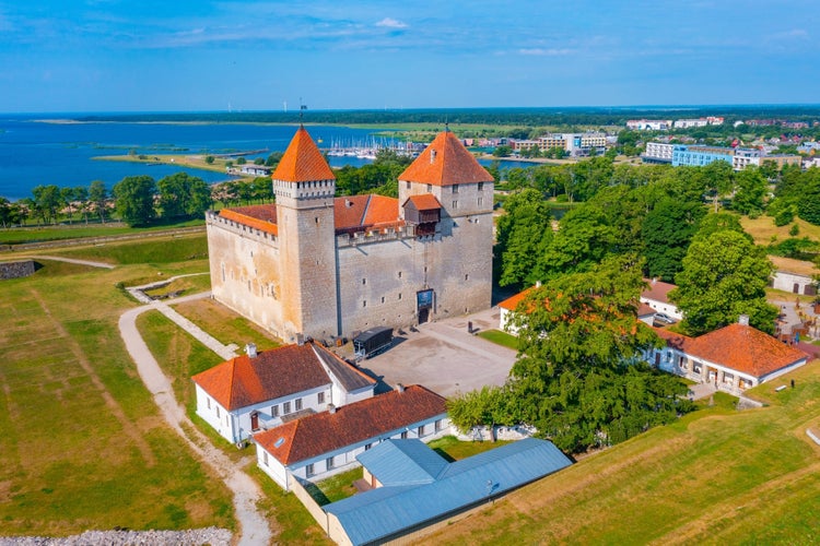 Photo of panoramic aerial view of Kuressaare Castle in Estonia.