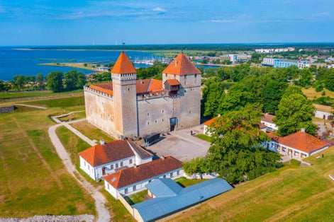 Photo of panoramic aerial view of Kuressaare Castle in Estonia.