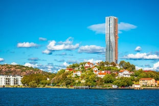 Photo of the city center and the port of Helsingborg in Sweden.