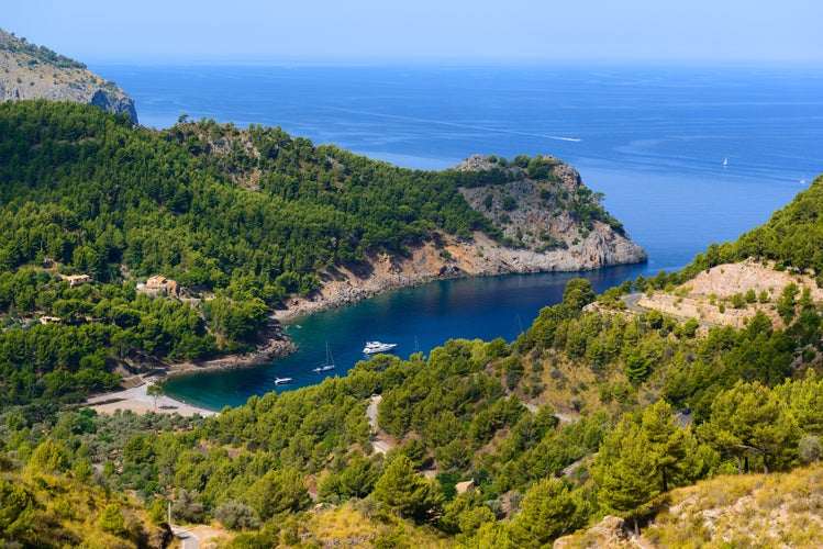 Beautiful view of the bay of Cala Tuent. Majorca. Balearic Islands. Spain