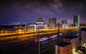 Photo of Autumn aerial cityscape of Mannheim city, Baden-Württemberg, Germany.