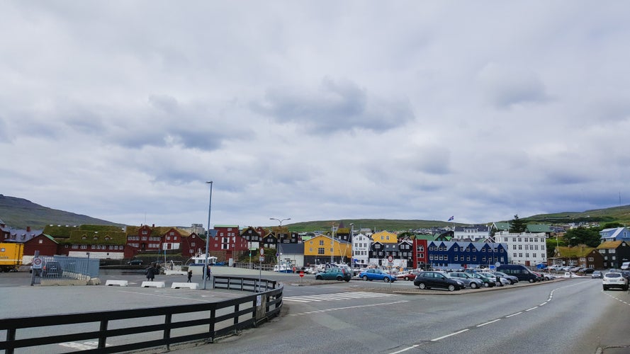 photo of view of Road and colorful houses in the district at Fredericia, Denmark.