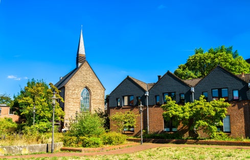 Photo of Carmel Church at the Inner Harbour in Duisburg - North Rhine-Westphalia, Germany.
