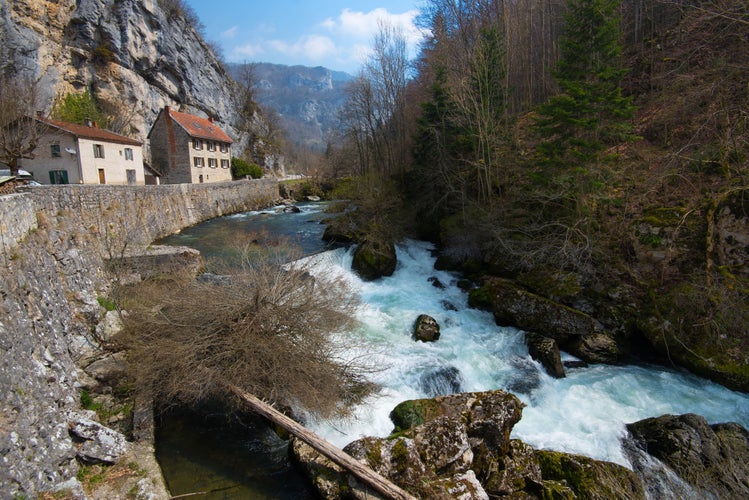 Photo of The Bourne river in the Vercors area in choranche, France.