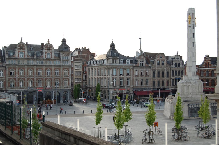 Photo of Martyrs' square in Leuven, Belgium, view from train station.