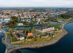 Photo of the city center and the port of Helsingborg in Sweden.