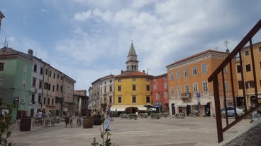 Photo of aerial view of beautiful town of Medulin waterfront view, Istria region of Croatia.