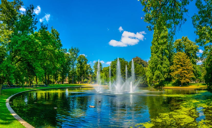 photo of view of Fountain at the Valkenberg park in Breda, Netherlands.