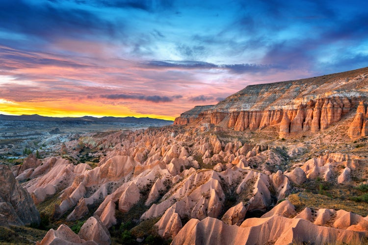 Photo of beautiful mountains and Red valley at sunset, Nevsehir.