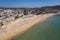 Photo of panoramic aerial view of Praia da Luz in municipality of Luz in Algarve, Portugal.