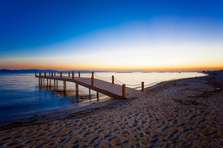 Photo of beautiful sunset at Ayvalik beach, Balikesir.