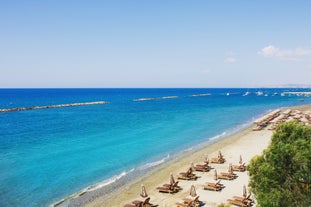 Photo of the seafront and the city of Limassol on a Sunny day, Cyprus.