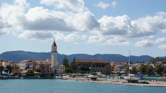 Photo of aerial view of Planos , also known as Tsilivi that is a village and a tourist resort on the island of Zakynthos, Greece.