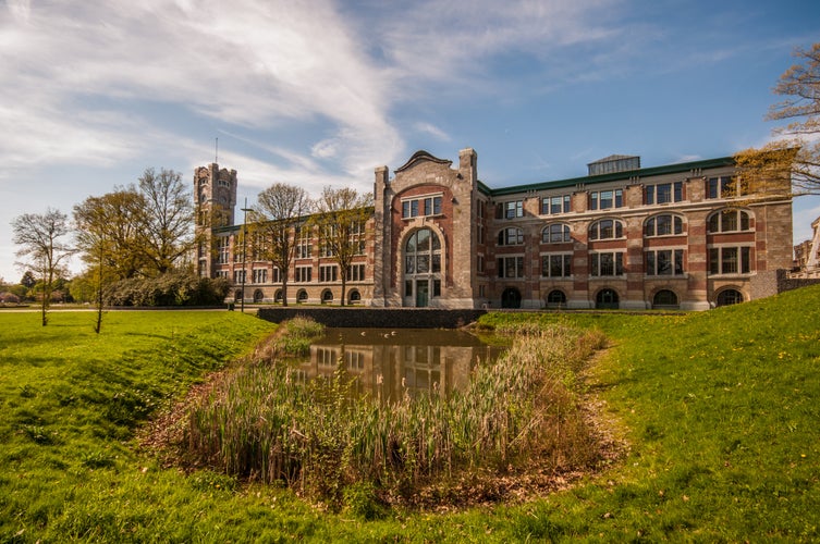 photo of view of Main building of the former coal mine of Waterschei in Genk, Belgium.