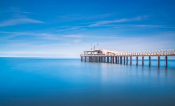 Photo of Viareggio aerial panoramic view of coastline, Versilia, Tuscany, Italy. 