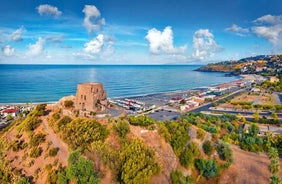 Photo of perfect summer aerial view of Diamante port, Italy.