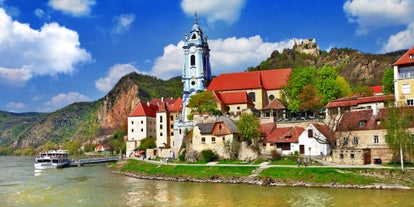 Photo of the medieval town of Dürnstein along the Danube River in the picturesque Wachau Valley, in Lower Austria.