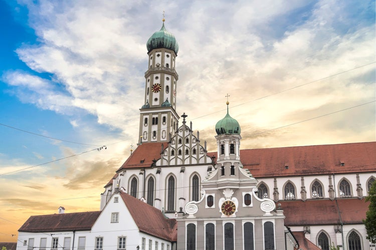 photo of view of Famous Evangelisch Saint Ulrich church in Augsburg Germany.